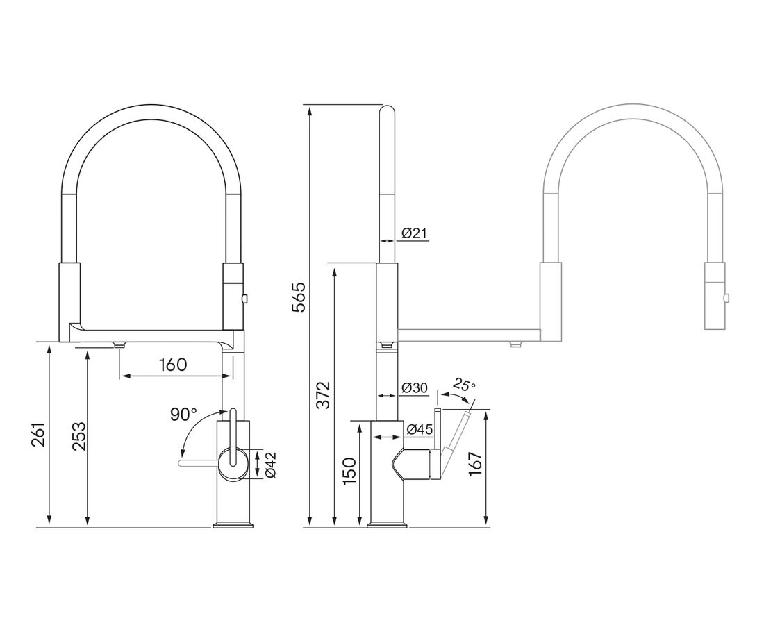 Paulmark Tornado Смеситель для кухни с гибким изливом, цвет: светлое брашированное золото To213402-SBG