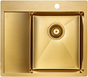 Paulmark Kroner Кухонная мойка нержавеющая сталь 59x51 см, цвет: брашированное золото PM225951-BGR