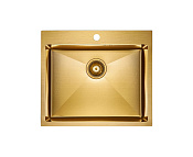 Paulmark Kroner Кухонная мойка нержавеющая сталь 59x51 см, цвет: брашированное золото PM215951-BG