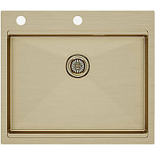 Paulmark Kroner-Pro Кухонная мойка нержавеющая сталь 59x51 см, цвет: брашированное золото PM705951-BG