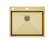 Paulmark Kroner-Edge Кухонная мойка нержавеющая сталь 59x51 см, цвет: брашированное золото PM775951-BG