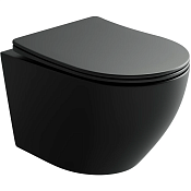 Ceramicanova Uno Унитаз подвесной безободковый с крышкой, механизм SoftClose, цвет: черный матовый CN11001MB