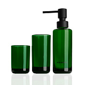 Decor Walther Universal Набор аксес. из стекла, настольный, два стаканчика и дозатор, цвет: черный 0940065