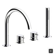 Almar Round Смеситель на борт ванны с ручным душем, 1 режим, цвет: brushed absolute black E214006.AB