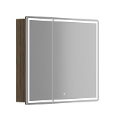 Sancos Mirror Зеркальный шкаф 89х15х74h см, LED подсветка, 4 полки стекло, цвет: дуб чарльстон MI90ECH