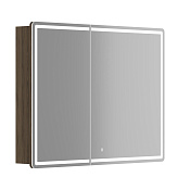 Sancos Mirror Зеркальный шкаф 99х15х74h см, LED подсветка, 4 полки стекло, цвет: дуб чарльстон MI100ECH