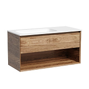 Sancos Marmi 1.0 Тумба подвесная под раковину 99,5х44,5х52h см, правое крыло, 1 ящик, открытая полка MR1.0100LECH