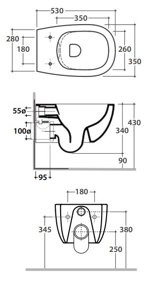 Globo Daily Унитаз подвесной 36x55 см, безободковый, с креплением, цвет: белый матовый DNS02BO