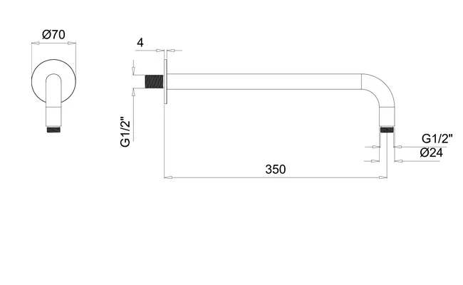 Almar Round Кронштейн для верхнего душа настенный 35 см, цвет: nickel brushed E021113.NB
