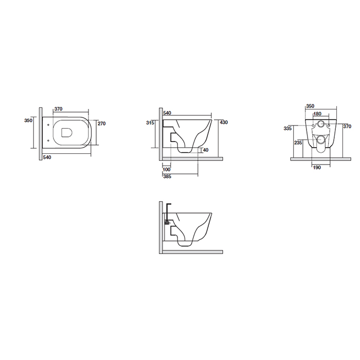 Kerasan Tribeca Унитаз подвесной 35x54 см, безободковый, с креплением, цвет: Bianco matt 511430
