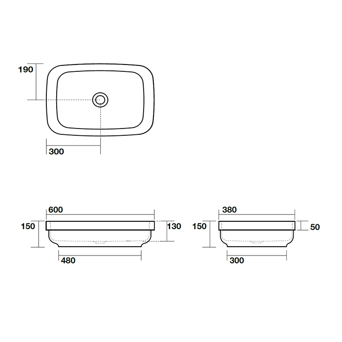 Kerasan Tribeca Раковина чаша 60x38x15h см, без перелива, без д/к, цвет: Ferro matt 514389