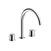 Almar Round Смеситель для раковины на 3 отверстия, без донного клапана, излив 22,1 см, цвет: chrome E214004.CR