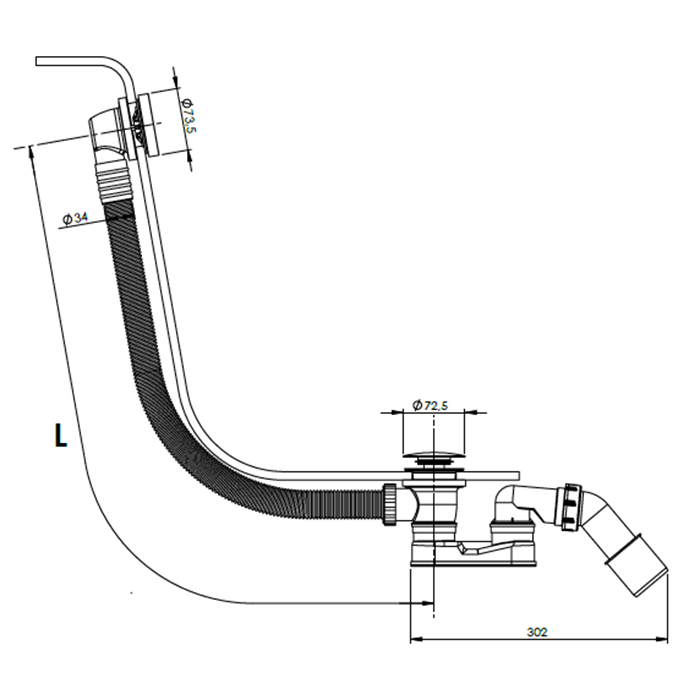 Almar Mixers Слив-перелив для ванны, цвет: chrome E096003.CR