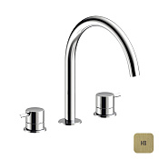 Almar Round Смеситель для раковины на 3 отвер., без д/к, излив 22,1 см, цвет: brushed high brass E214004.HB