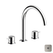 Almar Round Смеситель для раковины на 3 отверстия, без д/к, излив 22,1 см, цвет: nickel brushed E214004.NB