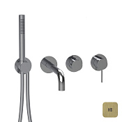 Almar Modular Round Смеситель для ванны с изливом и душем, внешняя часть, цвет: brushed high brass E180143.HB