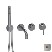 Almar Modular Round Смеситель для ванны с изливом, ручнымдушем, внешняя часть, цвет: nickel brushed E180143.NB