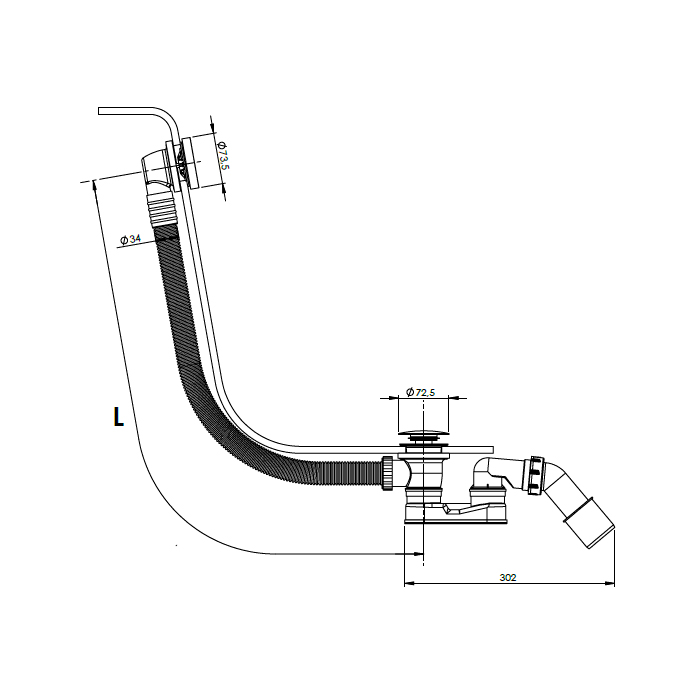 Almar Mixers Слив-перелив для ванны, цвет: nickel brushed E096003.NB