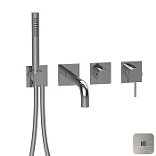 Almar Modular Square Смеситель для ванны с изливом и душем, внешняя часть, цвет: nickel brushed E180193.NB