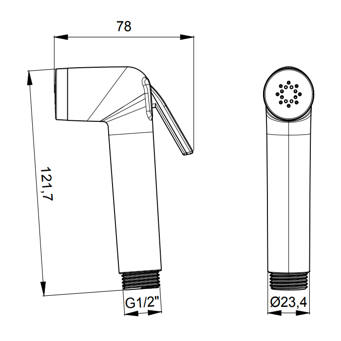 Almar Shut off Лейка гигиеническая из abs-пластика, цвет: brushed high brass E082110.HB