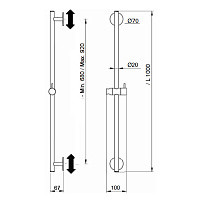 Almar Round Душевая штанга 100 см с держателем для лейки, цвет: matt black E087075.MB