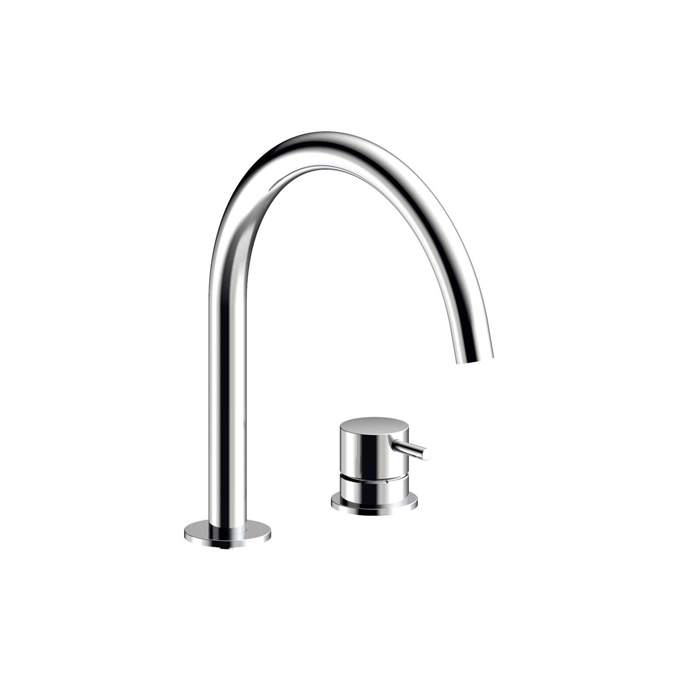 Almar Round Смеситель для раковины на 2 отверстия, без донного клапана, излив 22,1 см, цвет: chrome E214005.CR