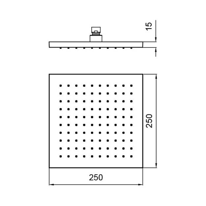 Almar Square Верхний душ без кронштейна 25х25 см, 1 режим, цвет: polished gold E044229.GO