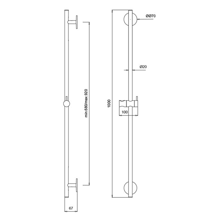 Almar Round Душевая штанга 100 см с держателем для лейки, цвет: nickel brushed E087075.NB