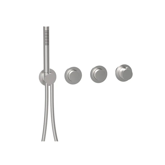 Almar Push Round Термостат для душа, внешняя часть на 2 потр., цвет: brushed stainless steel E180433.316