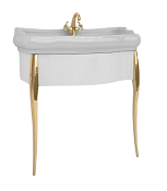 Kerasan Retro Консоль под раковину, напольная 73x54 см, с 2-мя нож., цвет: Laccato bianco lucido/Oro 7362K6