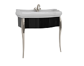 Kerasan Retro Консоль под раковину, напольная 73x54 см, с 2-мя нож., цвет: Laccato nero lucido/Cromo 7362K2