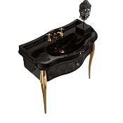 Kerasan Retro Консоль 100x54 см, под раковину на 100 см, напольная, с ящиком, цвет: Nero lucido/Oro 7363K4