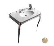 Kerasan Retro Раковина с консолью 100х55 см, с 1 отвер. под смеситель, с переливом, цвет: Bianco/Oro 1049K1 bi*1 oro legs