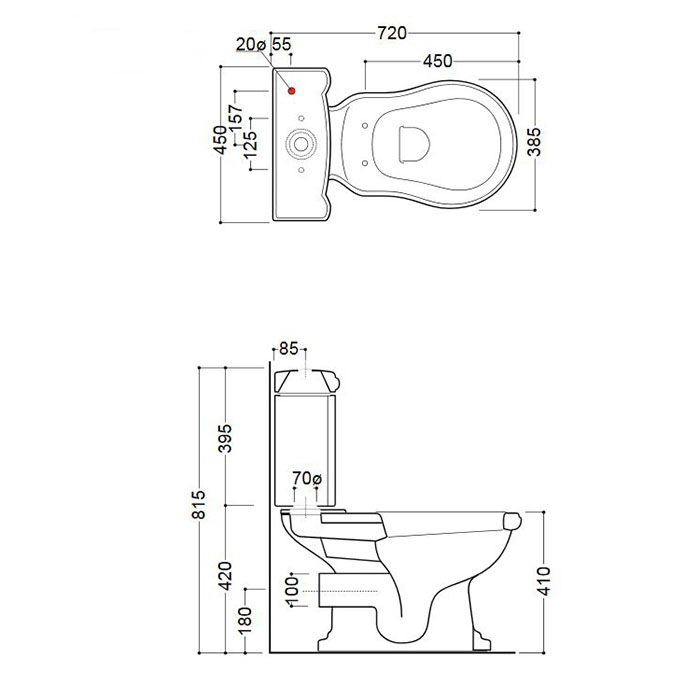 Kerasan Retro Унитаз приставной моноблок 72x38,5см, без крышки, со сливом в стену, цвет: Nero lucido 101304nero