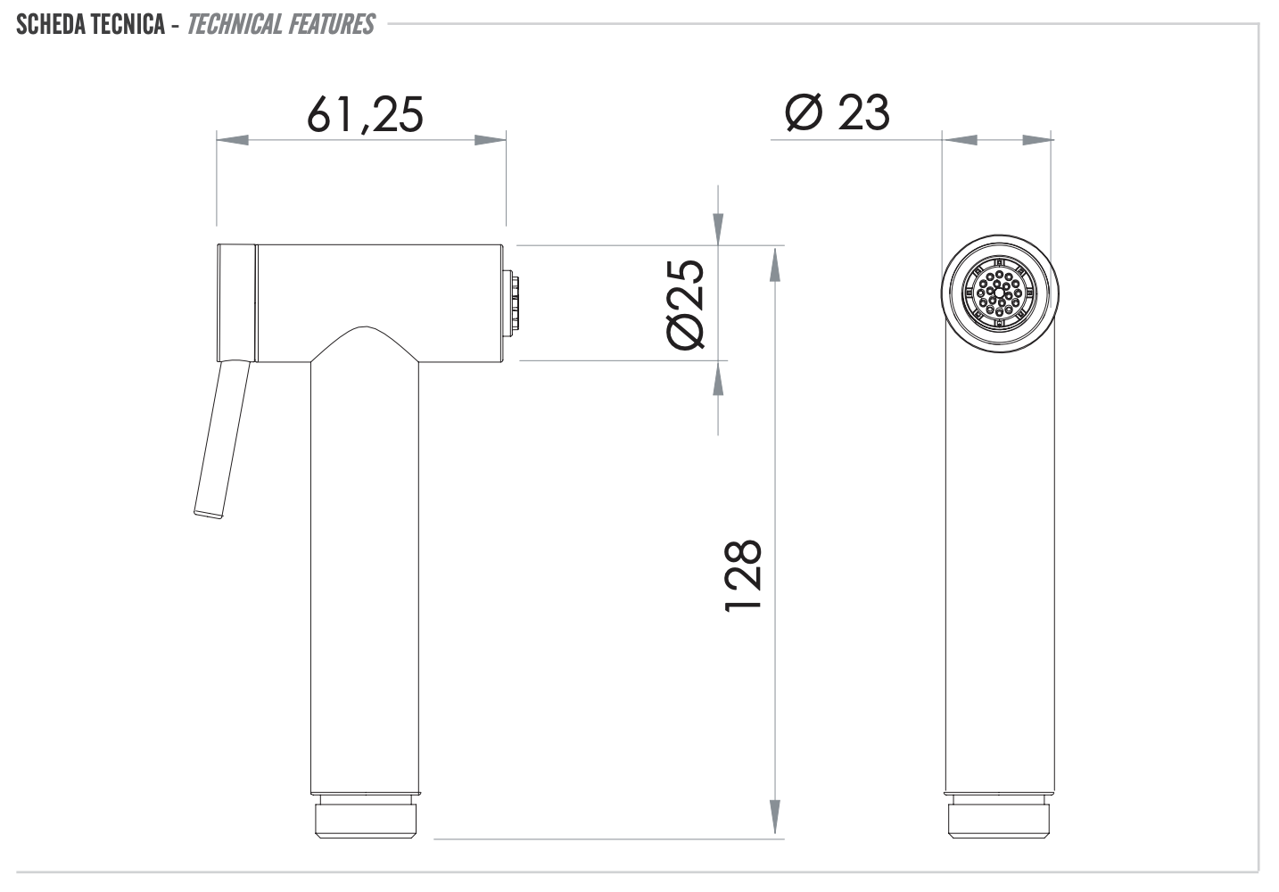 Remer X Style Inox Лейка гигиенического душа, цвет: inox spazzolato SS332ON