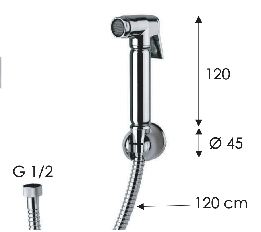 Remer Лейка гигиенического душа, держатель, шланг 120 см, цвет: cromo 332332OLA