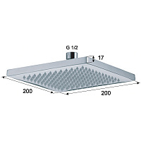 Remer Верхний душ 20x20 см, 1 режим, без кронштейна, цвет: nero opaco 359SSNOx