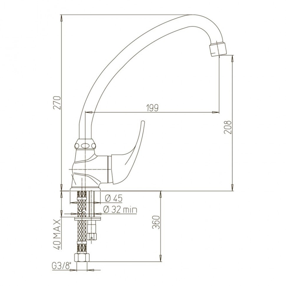 Paini Jolly Смеситель для кухни высота излива 20,8 см, цвет: хром 69CR592ZLMKM