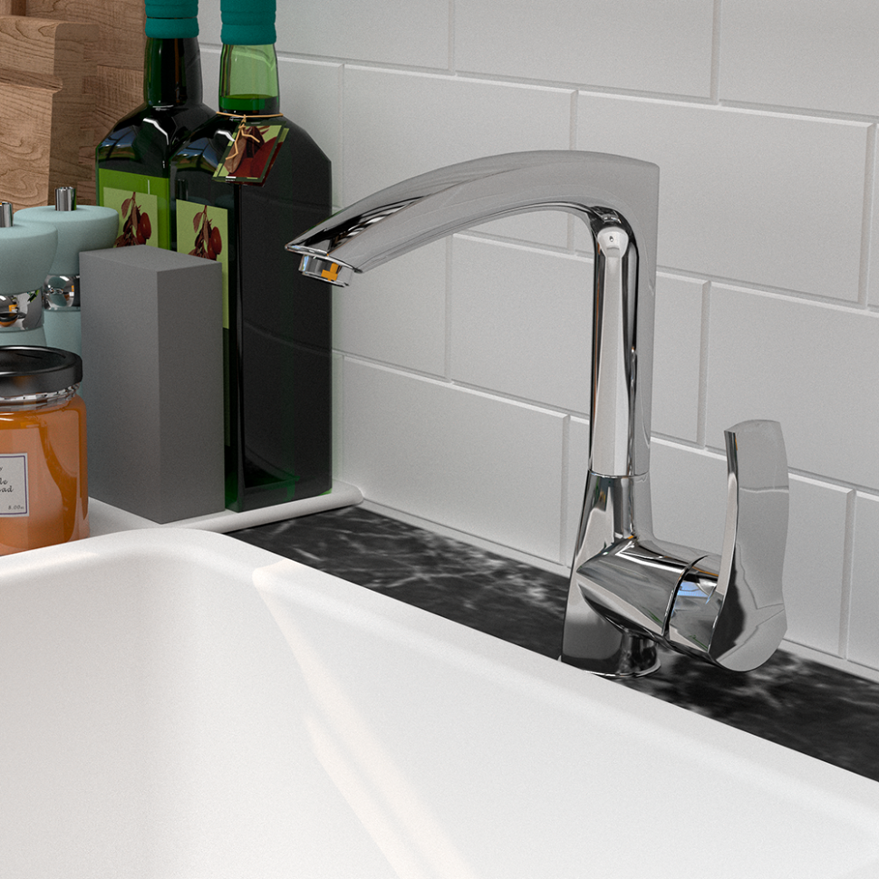 Paini Magnum Смеситель для кухни поворотный, высота излива 22,5 см, цвет: хром MGCR572