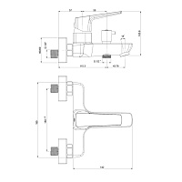 Paini Bari Смеситель для ванны, на 2 отверстия, излив 15,8 см, цвет: хром RTCR111