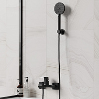 Paini Bari Смеситель для ванны, на 2 отверстия, излив 15,8 см, цвет: черный матовый RTYO111