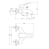 Paini Bios Смеситель для ванны, на 2 отверстия, излив 17 см, цвет: хром 39CR11105LMKM