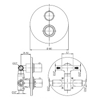 Paini Cox Термостат для ванны встраиваемый, на 2 потребителя, с внутренней частью, цвет: хром 78CR691TH