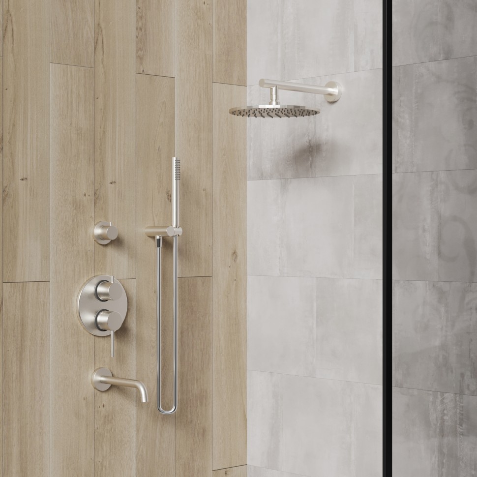 Paini Cox Термостат для ванны встраиваемый, на 2 потребителя, с внутренней частью, цвет: никель браш 78PW6911