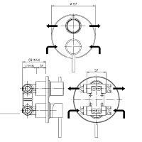Paini Cox Термостат для ванны встраиваемый, на 2 потребителя, с внутренней частью, цвет: никель браш 78PW6911
