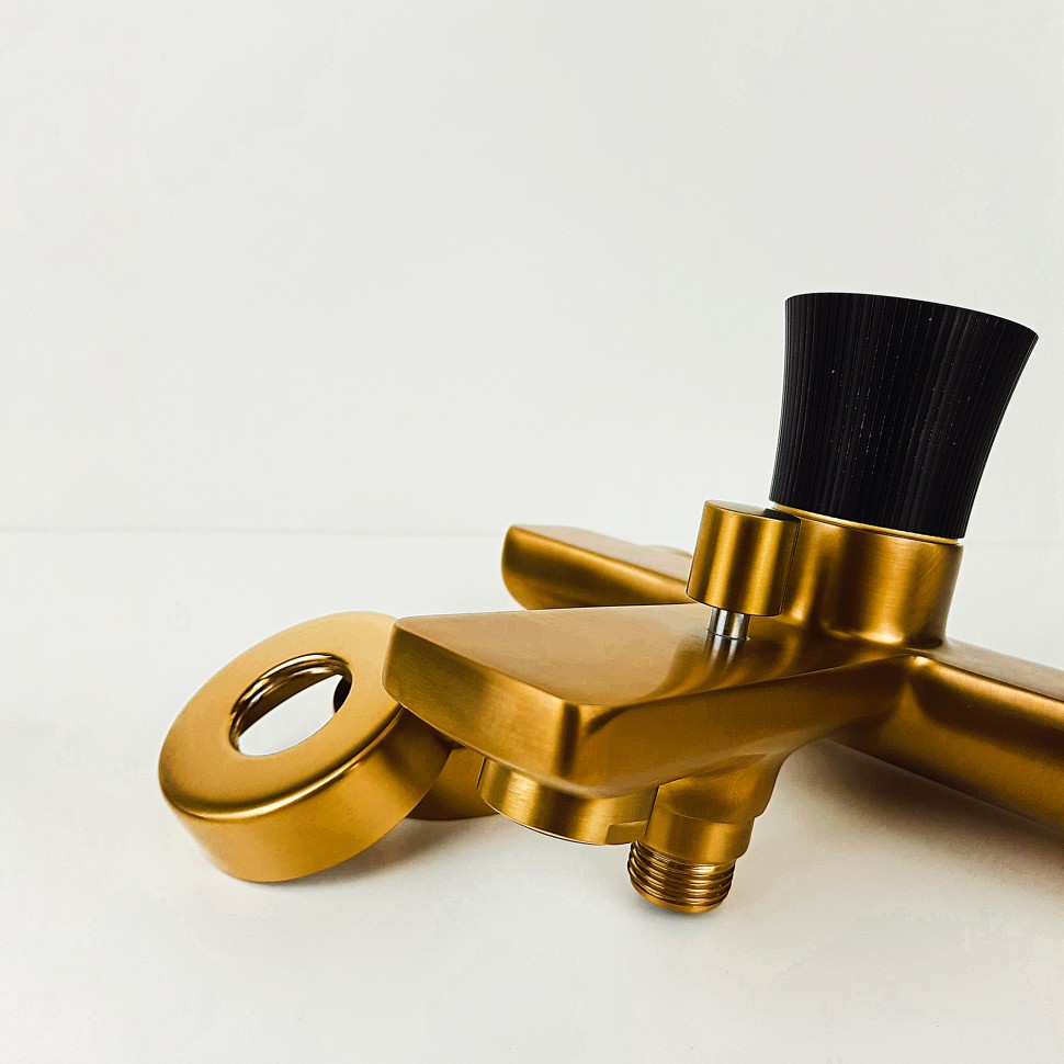 Paini Domus Смеситель для ванны, на 2 отверстия, излив 14,6 см, цвет: золото брашированное 18PJ111PZ