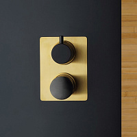 Paini Domus Смеситель для ванны встраиваемый, 2 потребителя, с внутренней частью, цвет: золото браш 18PJ691PZ