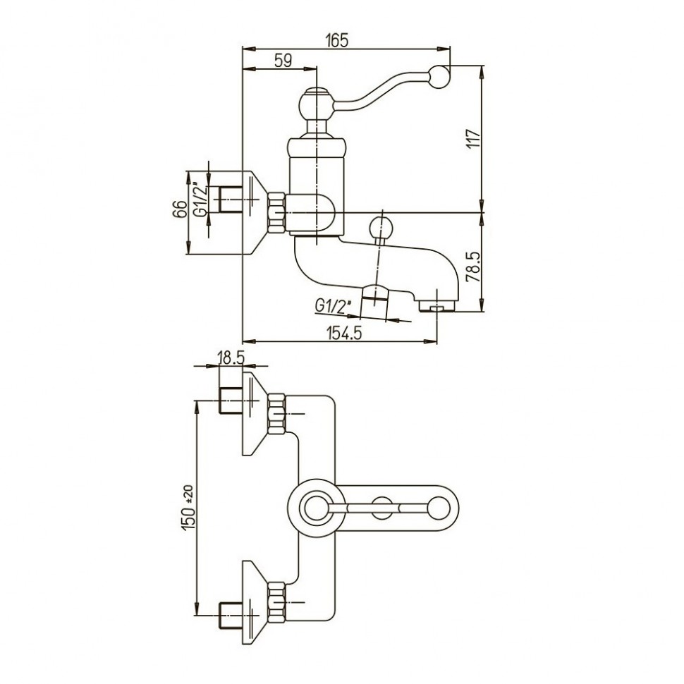 Paini Duomo Смеситель для ванны, на 2 отверстия, излив 15,5 см, цвет: хром 88CR111