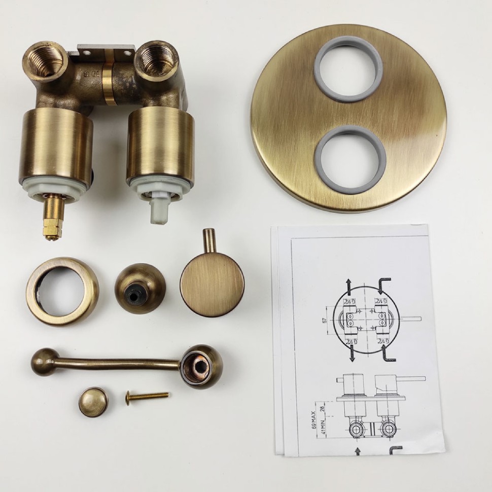 Paini Duomo Смеситель для ванны встраиваемый, 2 потребителя, с внутренней частью, цвет: бронза 88F36911