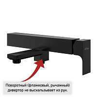 Paini Grazia Смеситель для ванны, на 2 отверстия, излив 16,3 см, цвет: черный брашированный 21PZ111